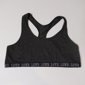 SO Junior Girls Bralette size XS LOVE Dark Grey